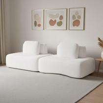 Sofá 2 Lugares Orgânico Com Módulo Central E 1 Canto Berlim Bouclê Off White K01 - D'rossi