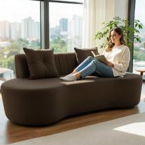 Sofá 2 Lugares Orgânico Curvo Madrid 150cm Bouclé Marrom