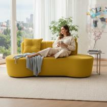 Sofá 2 Lugares Orgânico Curvo Madrid 150cm Couro Amarelo Sofá 2 Lugares Orgânico Curvo Madrid 150cm Couro Amarelo