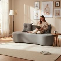 Sofá 2 Lugares Orgânico Curvo Madrid 150cm Linho Cinza