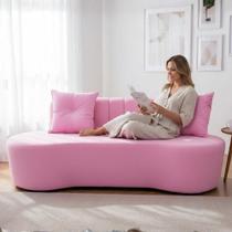 Sofá 2 Lugares Orgânico Curvo Madrid 150cm Suede Rosa Bebê Sofá 2 Lugares Orgânico Curvo Madrid 150cm Suede Rosa Bebê
