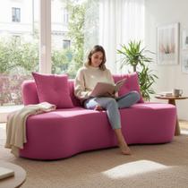 Sofá 2 Lugares Orgânico Curvo Madrid 150cm Suede Rosa