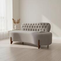 Sofá 2 Lugares Orgânico Curvo Tókio 150cm Bouclé Cinza Claro Sofá 2 Lugares Orgânico Curvo Tókio 150cm Bouclé Cinza Claro