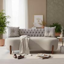 Sofá 2 Lugares Orgânico Curvo Tókio 150cm Bouclé Cinza Claro Sofá 2 Lugares Orgânico Curvo Tókio 150cm Bouclé Cinza Claro
