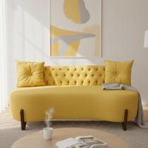 Sofá 2 Lugares Orgânico Curvo Tókio 150cm Couro Amarelo Sofá 2 Lugares Orgânico Curvo Tókio 150cm Couro Amarelo