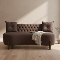 Sofá 2 Lugares Orgânico Curvo Tókio 150cm Couro Marrom Sofá 2 Lugares Orgânico Curvo Tókio 150cm Couro Marrom