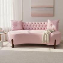 Sofá 2 Lugares Orgânico Curvo Tókio 150cm Couro Rosa Bebê