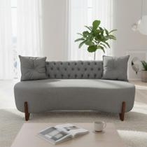 Sofá 2 Lugares Orgânico Curvo Tókio 150cm Linho Cinza Sofá 2 Lugares Orgânico Curvo Tókio 150cm Linho Cinza