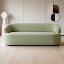 Sofá 2 Lugares Orgânico Sala de Estar Living 140cm Carmen F04 Bouclê Verde Oliva - Lyam Decor