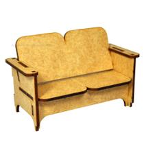 Sofa 2 Lugares para Casa de Boneca 13x8,5x6 Laser Mdf Madeira