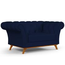 Sofá 2 Lugares Para Sala de Estar Império 150 cm D02 Veludo Azul Marinho C-287 - Lyam Decor