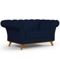 Sofá 2 Lugares Para Sala de Estar Império 150 cm D02 Veludo Azul Oxford C-304 - Lyam Decor