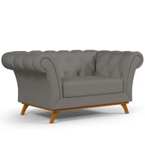 Sofá 2 Lugares Para Sala de Estar Império 150 cm D02 Veludo Cinza D-317 - Lyam Decor