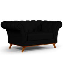 Sofá 2 Lugares Para Sala de Estar Império 150 cm D02 Veludo Preto D-300 - Lyam Decor