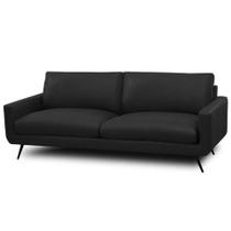 Sofá 2 Lugares Para Sala de Estar Living Industrial 183cm Dijon L06 Couro Preto - Lyam Decor