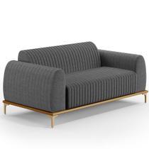 Sofá 2 Lugares Para Sala de Estar Molino 150 cm D02 Pés D'Ouro Linho Cinza Escuro C-420 - Lyam Decor
