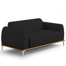 Sofá 2 Lugares Para Sala de Estar Molino 150 cm D02 Pés D'Ouro Veludo Preto D-300 - Lyam Decor Sofá 2 Lugares Para Sala de Estar Molino 150 cm D02 Pés D'Ouro Veludo Preto D-300 - Lyam Decor