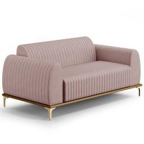 Sofá 2 Lugares Para Sala de Estar Molino 150 cm D02 Pés D'Ouro Veludo Rosê D-305 - Lyam Decor Sofá 2 Lugares Para Sala de Estar Molino 150 cm D02 Pés D'Ouro Veludo Rosê D-305 - Lyam Decor