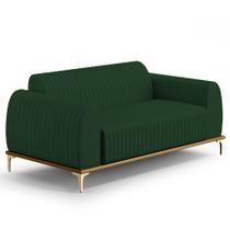 Sofá 2 Lugares Para Sala de Estar Molino 150 cm D02 Pés D'Ouro Veludo Verde Musgo D-303 - Lyam Decor Sofá 2 Lugares Para Sala de Estar Molino 150 cm D02 Pés D'Ouro Veludo Verde Musgo D-303 - Lyam Decor