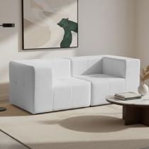 Sofá 2 Lugares Para Sala Living Modular 176cm Lancaster F04 Bouclê Branco - Lyam Decor Sofá 2 Lugares Para Sala Living Modular 176cm Lancaster F04 Bouclê Branco - Lyam Decor