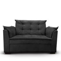 Sofá 2 Lugares Para Sala Moderno Confortável Aurora Suede Preto Sofá 2 Lugares Para Sala Moderno Confortável Aurora Suede Preto