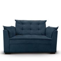 Sofá 2 Lugares Para Sala Moderno Confortável Elegance Suede azul Marinho