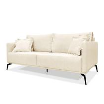 Sofá 2 Lugares Pé De Ferro Preto Rafaela 160 Cm Linho Pérola S04 - D'rossi