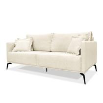 Sofá 2 Lugares Pé De Ferro Preto Rafaela 180 Cm Linho S04 - D'rossi Cor Cinza