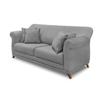Sofá 2 Lugares Pé De Madeira Julieta 160 Cm Veludo Cinza S04 - D'rossi