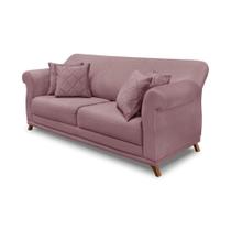 Sofá 2 Lugares Pé De Madeira Julieta 160 Cm Veludo Lilás S04 - D'rossi