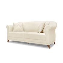 Sofá 2 Lugares Pé De Madeira Julieta 180 Cm Linho Natural S04 - D'rossi