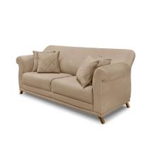 Sofá 2 Lugares Pé de Madeira Julieta 180 cm Suede Bege S04 - D'Rossi