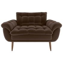 Sofá 2 Lugares Pequeno 1,25 Pés Em Madeira Maciça Xangai Matrix Veludo Marrom