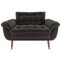 Sofá 2 Lugares Pequeno 1,25 Pés Em Madeira Maciça Xangai Veludo Cinza Matrix