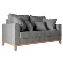 Sofa 2 Lugares Pes e Base em Madeira Beny Linho Grafite