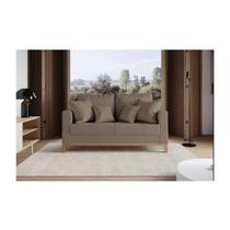 Sofa 2 Lugares Pes e Base em Madeira Beny Suede Capuccino - Kimi Design
