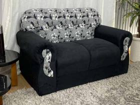 Sofá 2 Lugares Preto com Floral 601/37 Viena