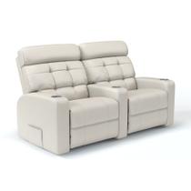Sofá 2 Lugares Reclinável Elétrico Massageador em Couro Bovino Linha Cinema Sala de estar