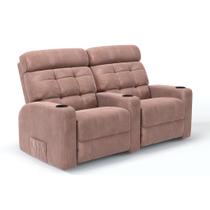 Sofá 2 Lugares Reclinável Elétrico Massageador em Tecido Suede Linha Cinema Sala de estar