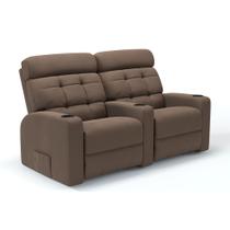 Sofá 2 Lugares Reclinável Elétrico Massageador Linha Cinema em Tecido Linho Sala de estar