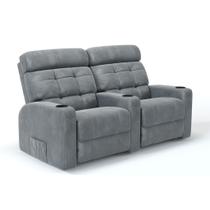 Sofá 2 Lugares Reclinável Manual em Tecido Suede Linha Cinema Sala de estar