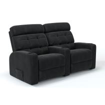 Sofá 2 Lugares Reclinável Manual em Tecido Suede Linha Cinema Sala de estar