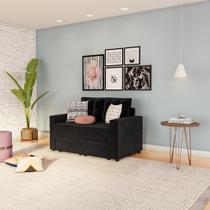 Sofá 2 Lugares Retrátil Aquisgrana Suede Preto 140 cm