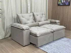 Sofá 2 Lugares Retrátil e Reclinável 1,60 metros Alpoim Estofados Bege 201 Athenas