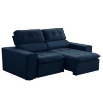 Sofá 2 Lugares Retrátil e Reclinável Atenas Veludo Azul