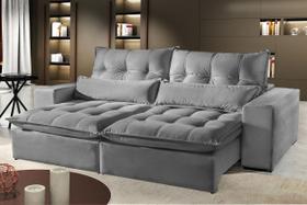 Sofá 2 Lugares Retrátil e Reclinável Máximo 2.00m Suede Cinza Prata - Mundial Estofados Sofá 2 Lugares Retrátil e Reclinável Máximo 2.00m Suede Cinza Prata - Mundial Estofados
