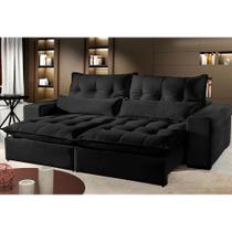 Sofá 2 Lugares Retrátil e Reclinável Máximo 2.10m Veludo Preto