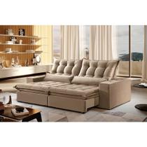 Sofá 2 Lugares Retrátil e Reclinável Venus 2.00m Veludo Palha Móveis Mix