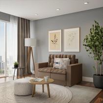 Sofá 2 Lugares Retrátil Lípsia Suede Bege 140 cm