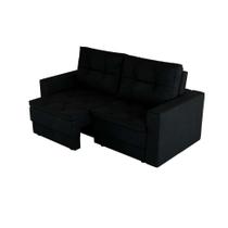 Sofá 2 Lugares Retrátil Lucerna Suede Preto 180 cm